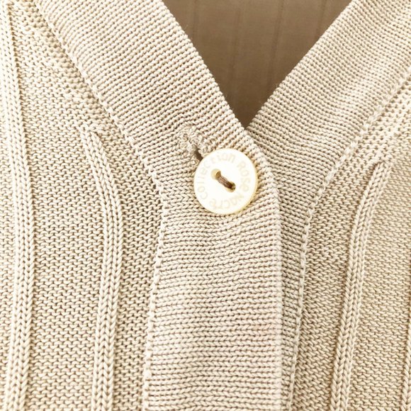 Vintage 100% Silk Ribbed V-Neck Cardigan Sweater - Picture 4 of 6